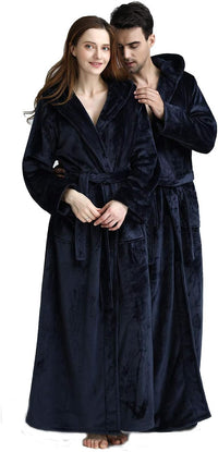 Fluffy Fleece Bathrobe with Hood - CozyFluff-Blue-M-State of Style