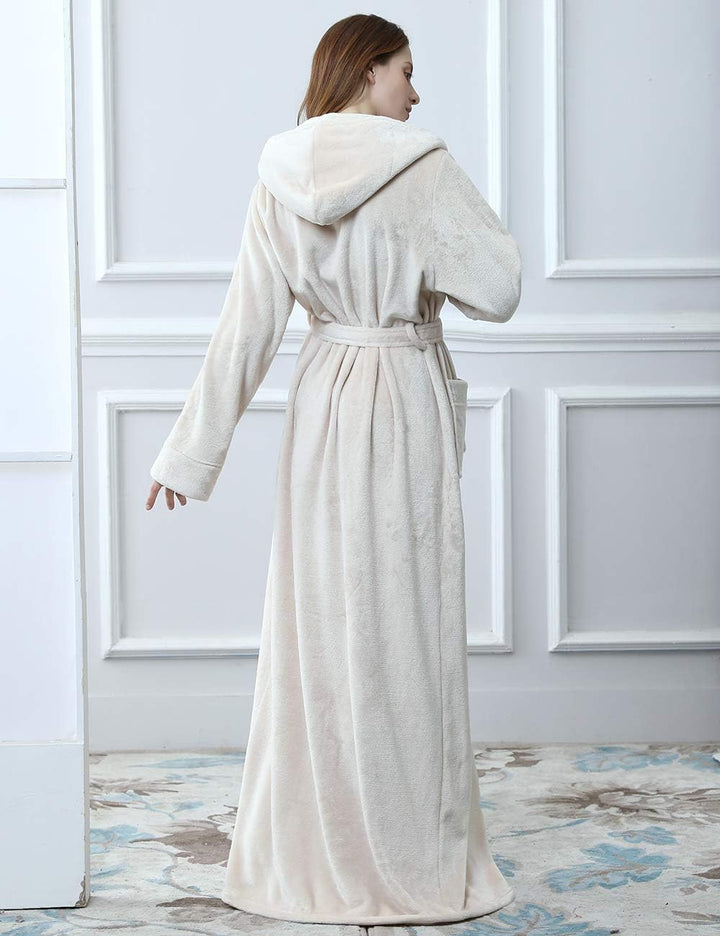 Fluffy Fleece Bathrobe with Hood - CozyFluff-Blue-M-State of Style