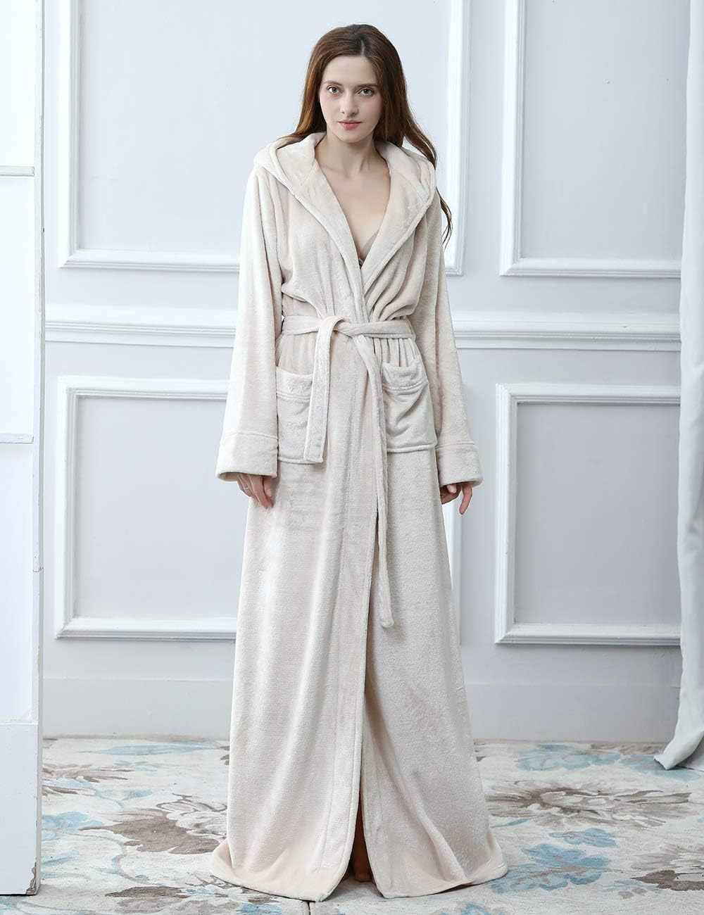 Fluffy Fleece Bathrobe with Hood - CozyFluff-Blue-M-State of Style