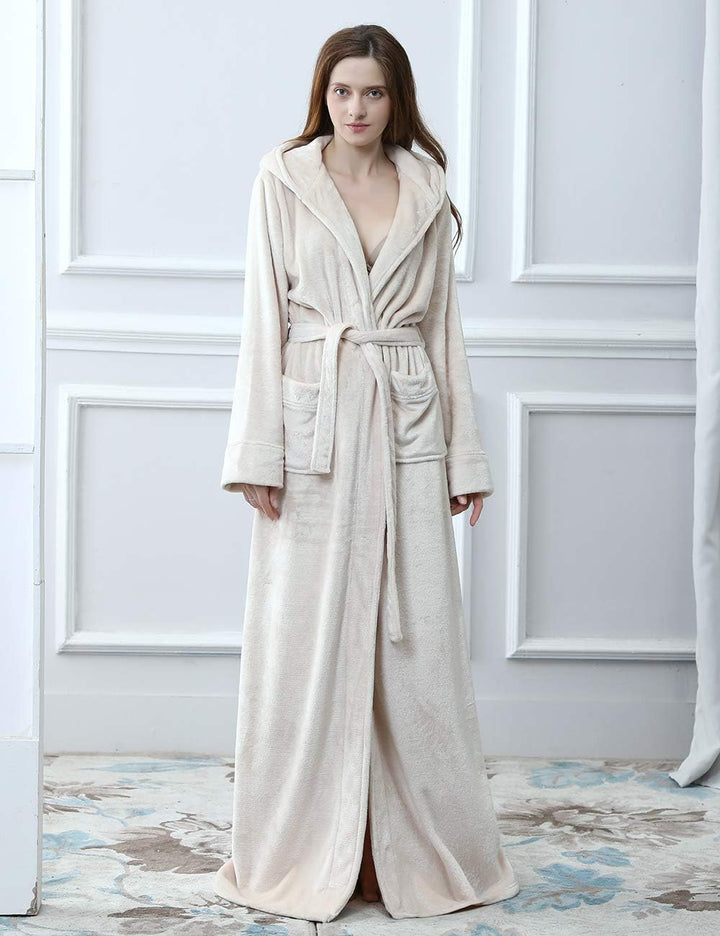 Fluffy Fleece Bathrobe with Hood - CozyFluff-Blue-M-State of Style