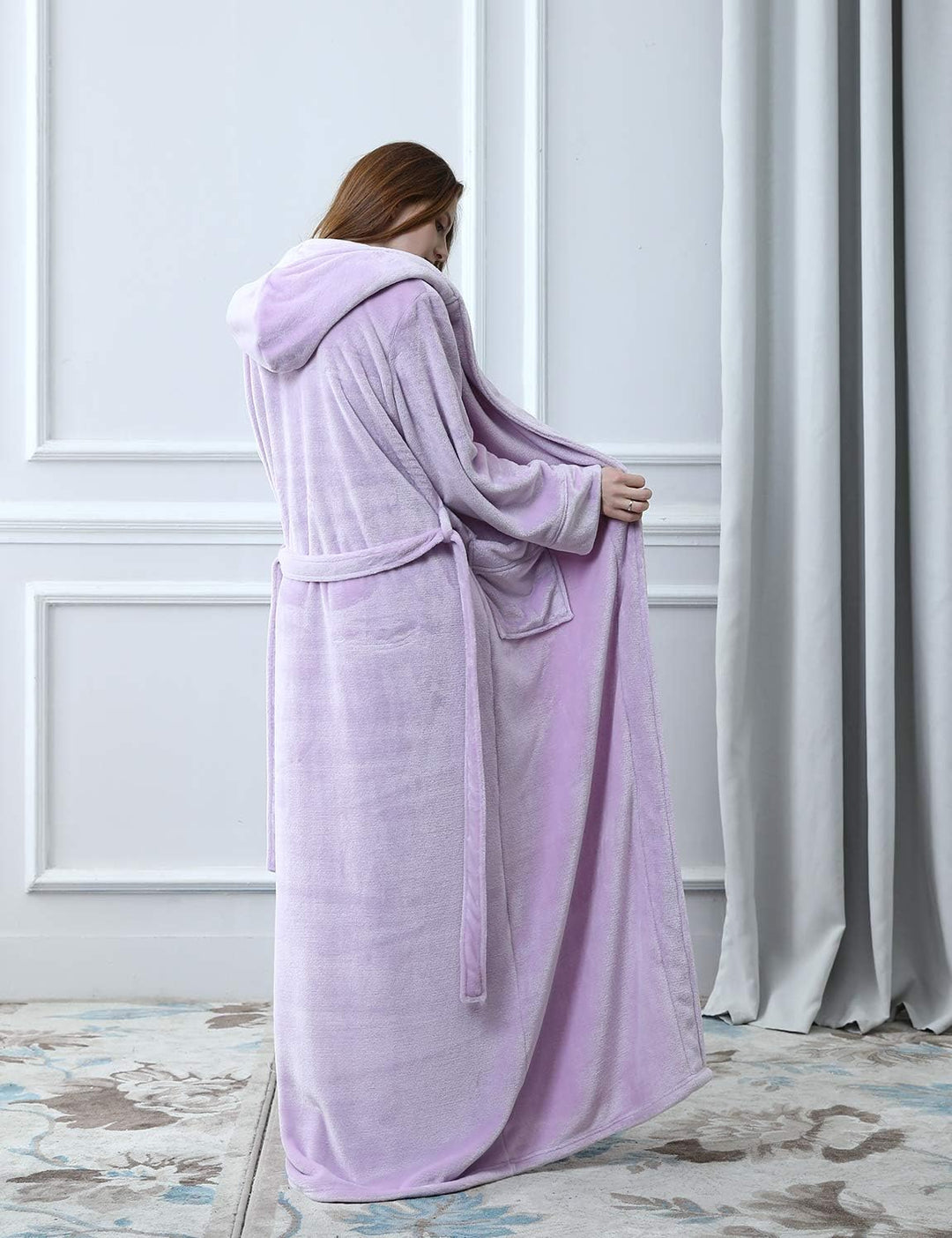 Fluffy Fleece Bathrobe with Hood - CozyFluff-Blue-M-State of Style