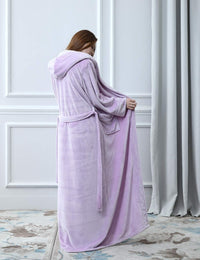 Fluffy Fleece Bathrobe with Hood - CozyFluff-Blue-M-State of Style