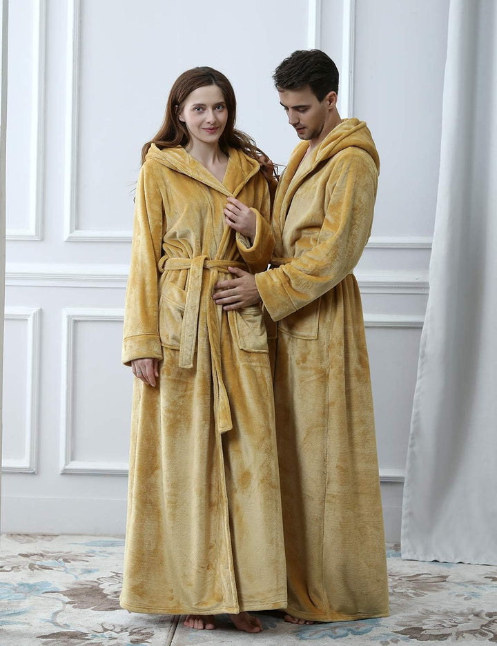 Fluffy Fleece Bathrobe with Hood - CozyFluff-Blue-M-State of Style