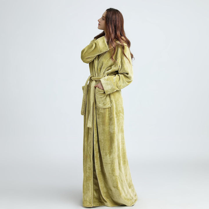 Fluffy Fleece Bathrobe with Hood - CozyFluff-Blue-M-State of Style