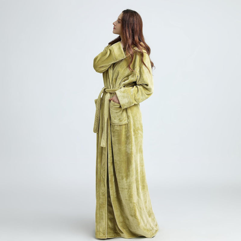 Fluffy Fleece Bathrobe with Hood - CozyFluff-Blue-M-State of Style