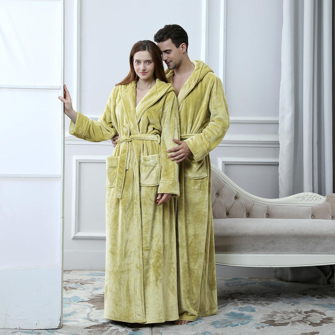 Fluffy Fleece Bathrobe with Hood - CozyFluff-Blue-M-State of Style