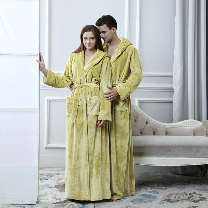 Fluffy Fleece Bathrobe with Hood - CozyFluff-Blue-M-State of Style