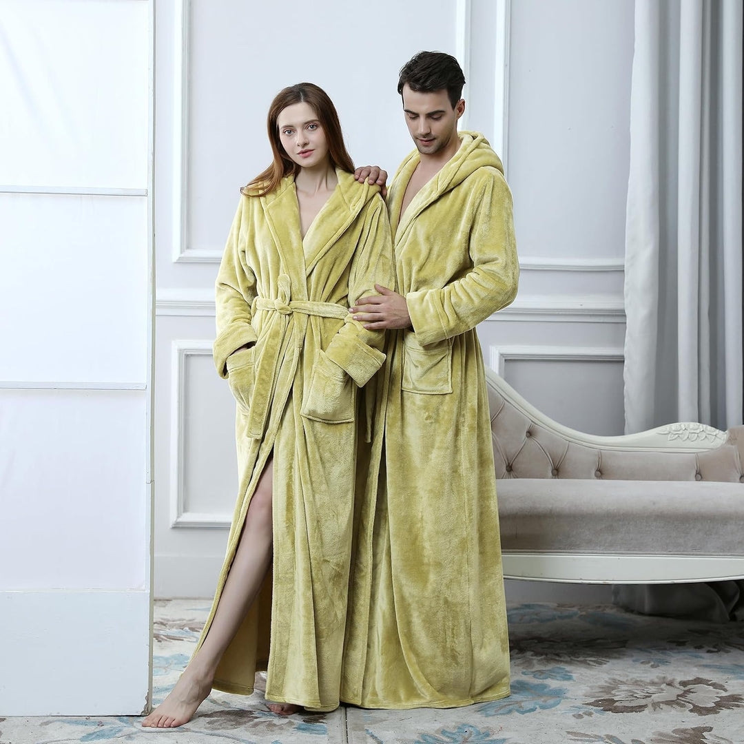 Fluffy Fleece Bathrobe with Hood - CozyFluff-Blue-M-State of Style