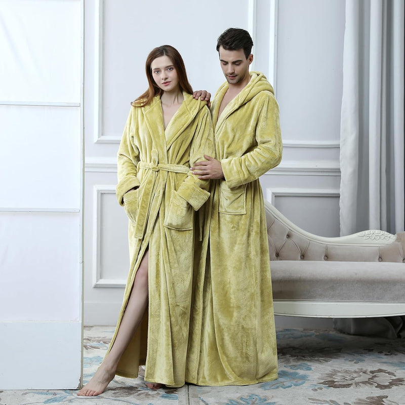 Fluffy Fleece Bathrobe with Hood - CozyFluff-Blue-M-State of Style