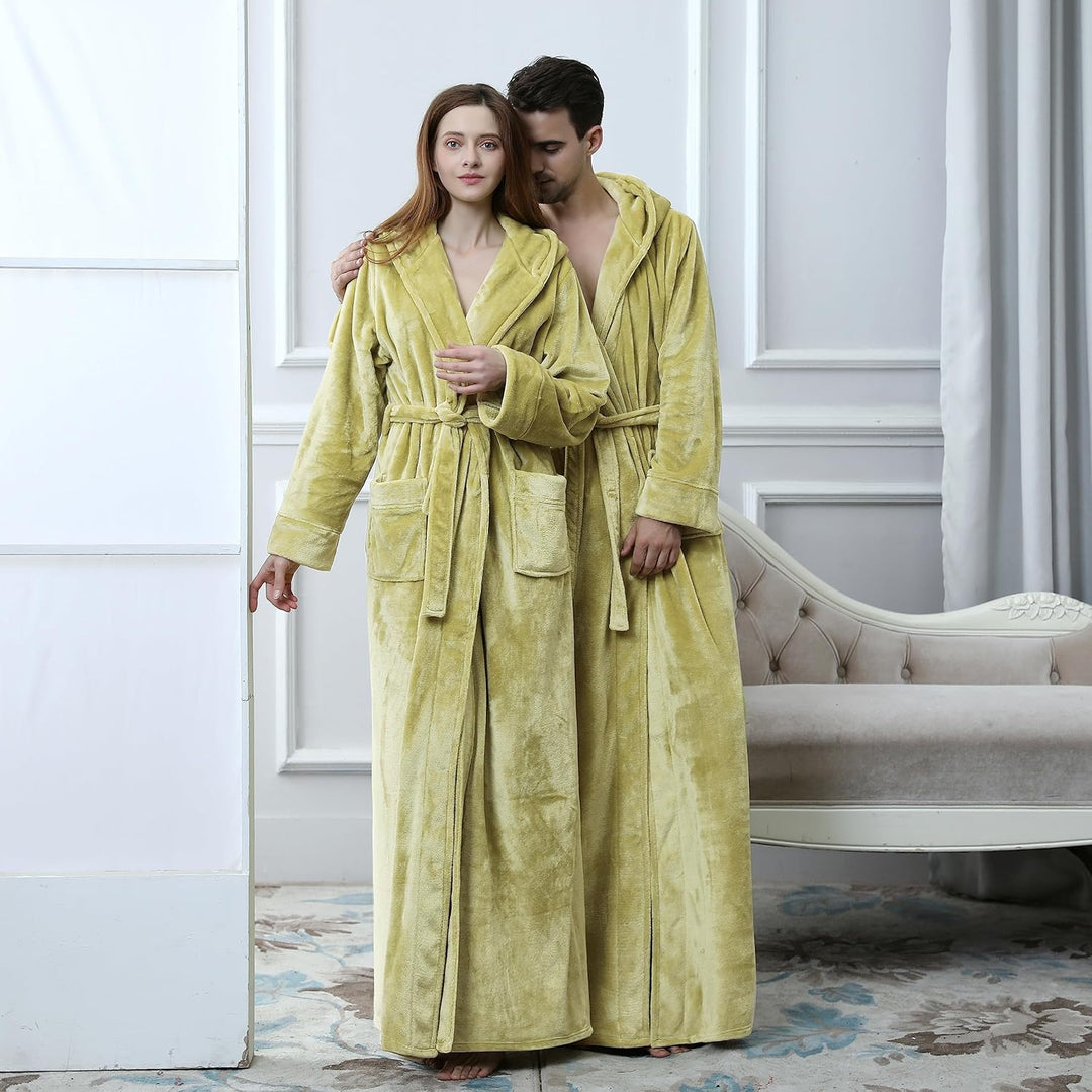 Fluffy Fleece Bathrobe with Hood - CozyFluff-Blue-M-State of Style