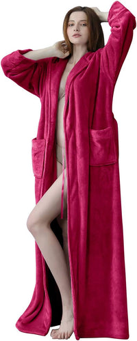 Fluffy Fleece Bathrobe with Hood - CozyFluff-Blue-M-State of Style