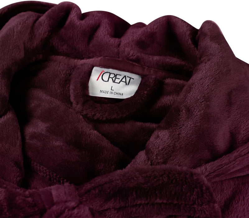 Fluffy Fleece Bathrobe with Hood - CozyFluff-Blue-M-State of Style
