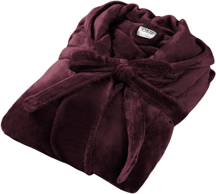 Fluffy Fleece Bathrobe with Hood - CozyFluff-Blue-M-State of Style