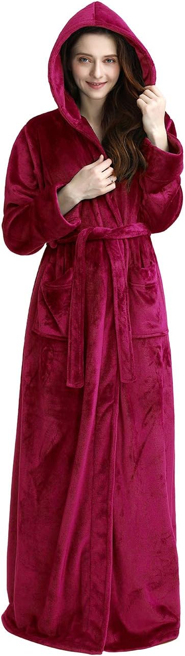 Fluffy Fleece Bathrobe with Hood - CozyFluff-Pink-M-State of Style