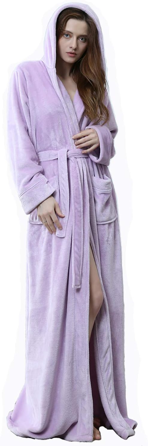 Fluffy Fleece Bathrobe with Hood - CozyFluff-Purple-M-State of Style