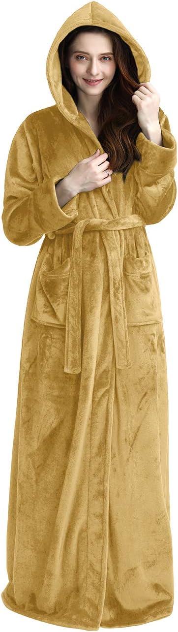 Fluffy Fleece Bathrobe with Hood - CozyFluff-Yellow-M-State of Style