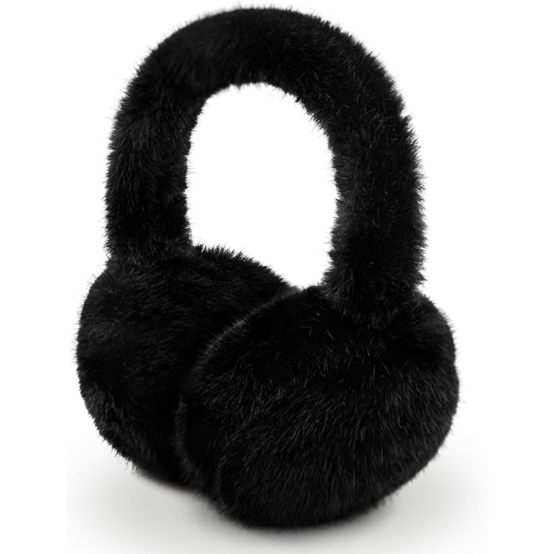 Fluffy Foldable Faux Fur Winter Ear Warmers - FauxSnugs-Black-State of Style