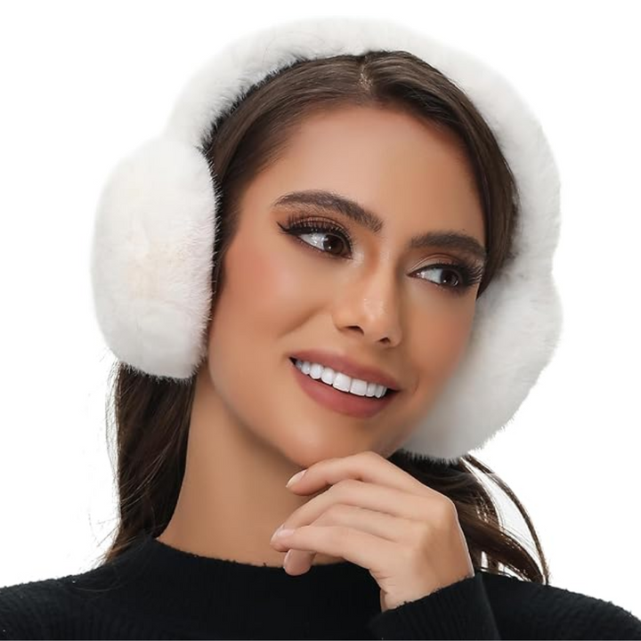 Fluffy Foldable Faux Fur Winter Ear Warmers - FauxSnugs-White-State of Style