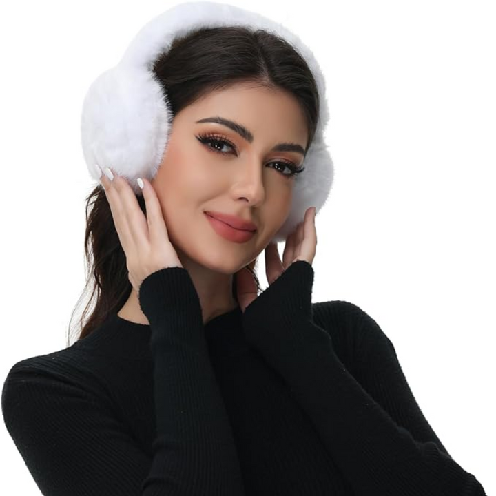Fluffy Foldable Faux Fur Winter Ear Warmers - FauxSnugs-White-State of Style