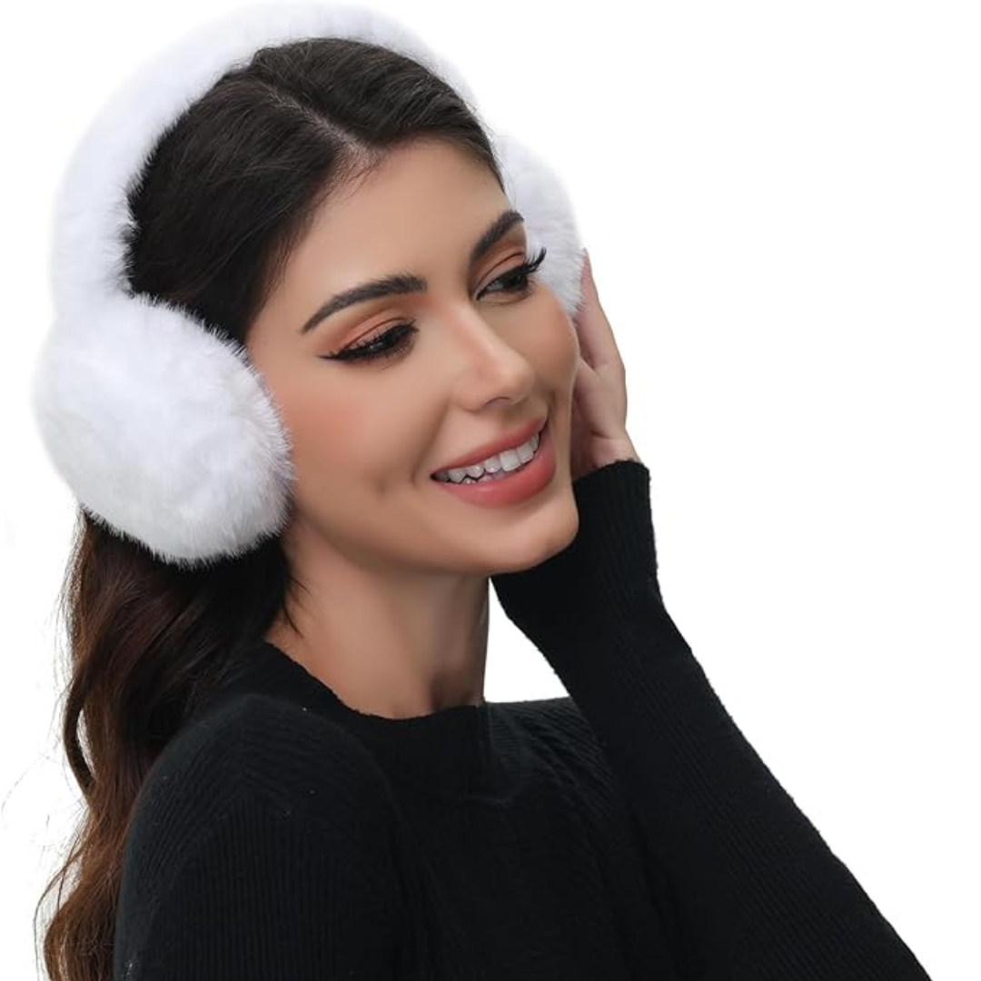 Fluffy Foldable Faux Fur Winter Ear Warmers - FauxSnugs-White-State of Style