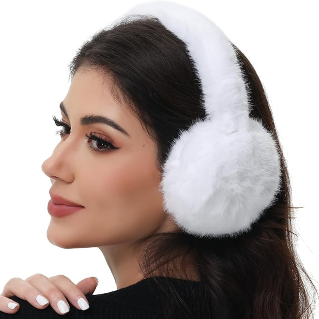 Fluffy Foldable Faux Fur Winter Ear Warmers - FauxSnugs-White-State of Style