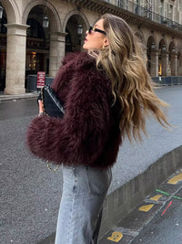 Fluffy Imitation Fur Short Jacket - Lina-XS-State of Style