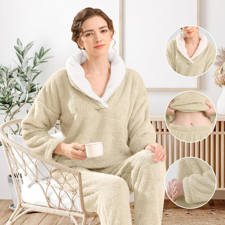 Fluffy Pyjama Set for Women - CozyPlush-Dark blue-S-State of Style