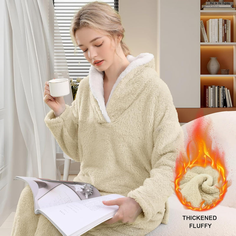 Fluffy Pyjama Set for Women - CozyPlush-Dark blue-S-State of Style