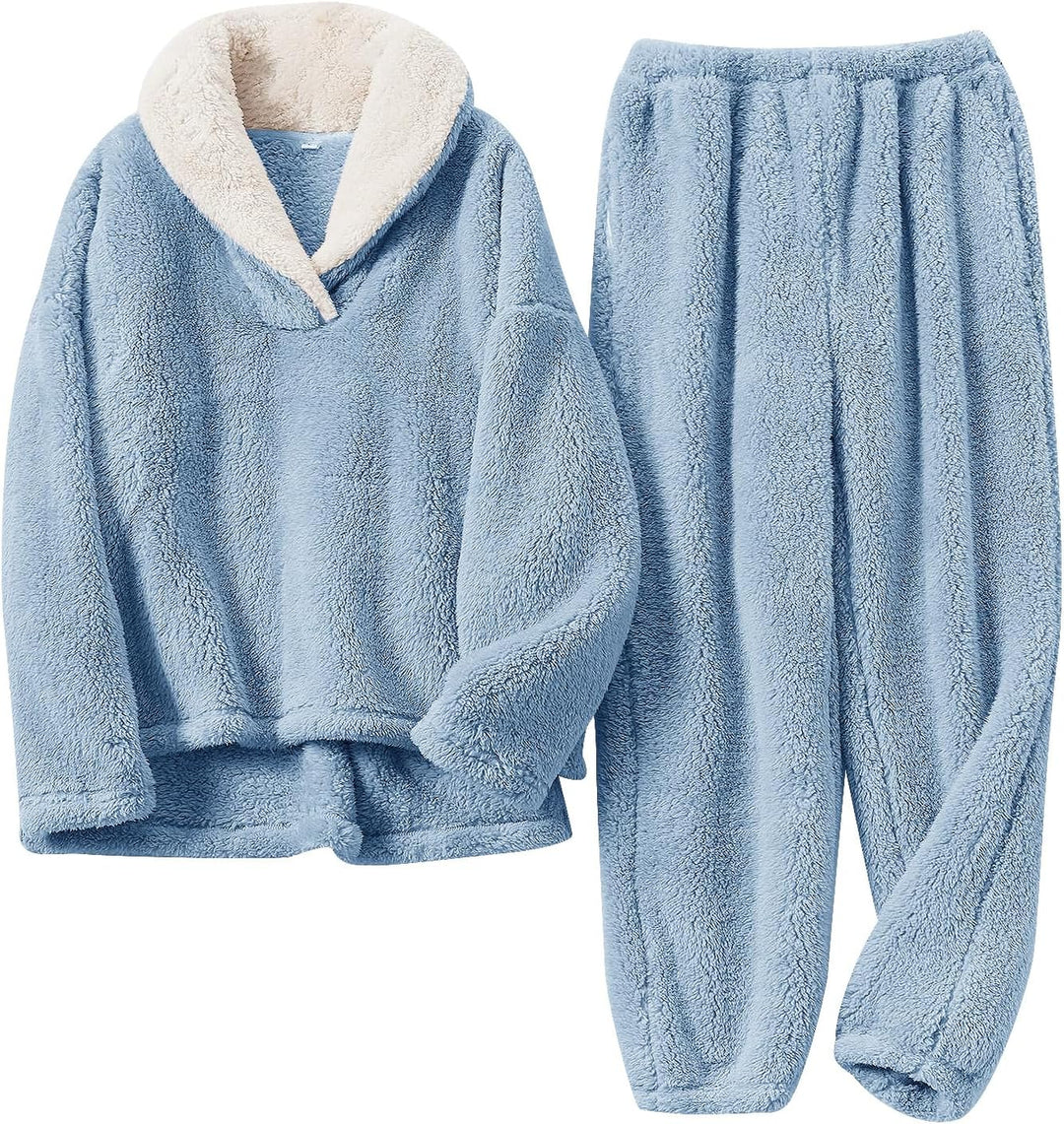 Fluffy Pyjama Set for Women - CozyPlush-Dark blue-S-State of Style