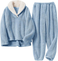 Fluffy Pyjama Set for Women - CozyPlush-Dark blue-S-State of Style