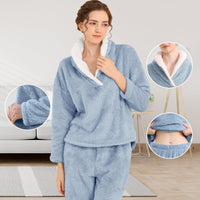 Fluffy Pyjama Set for Women - CozyPlush-Dark blue-S-State of Style