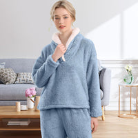 Fluffy Pyjama Set for Women - CozyPlush-Dark blue-S-State of Style