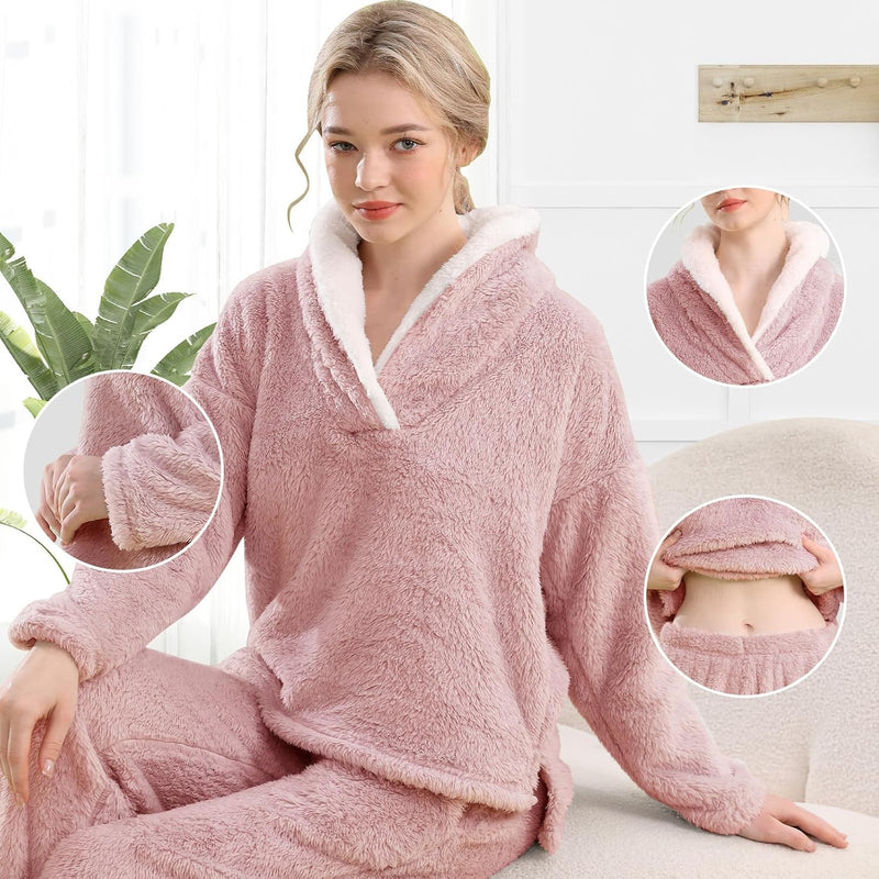 Fluffy Pyjama Set for Women - CozyPlush-Dark blue-S-State of Style