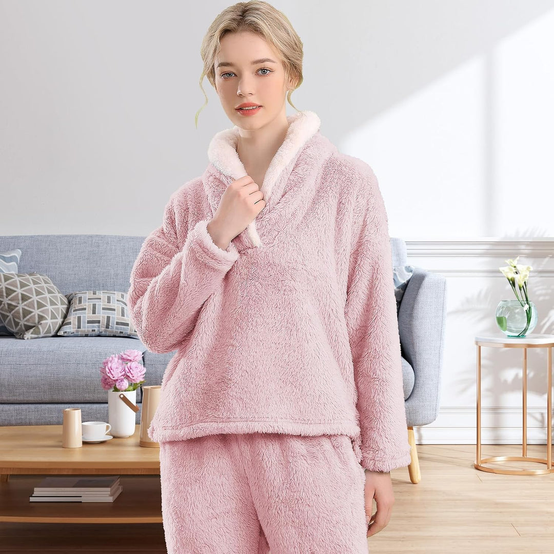 Fluffy Pyjama Set for Women - CozyPlush-Dark blue-S-State of Style