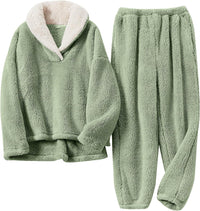Fluffy Pyjama Set for Women - CozyPlush-Green-S-State of Style