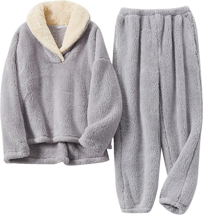 Fluffy Pyjama Set for Women - CozyPlush-Grey-S-State of Style