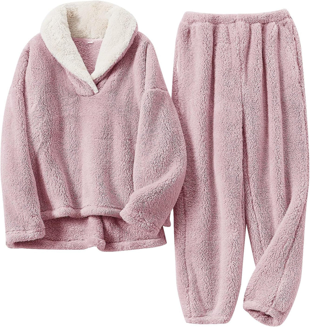 Fluffy Pyjama Set for Women - CozyPlush-Pink-S-State of Style