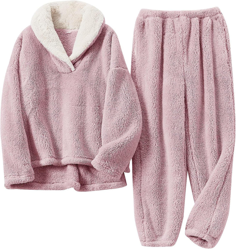 Fluffy Pyjama Set for Women - CozyPlush-Pink-S-State of Style