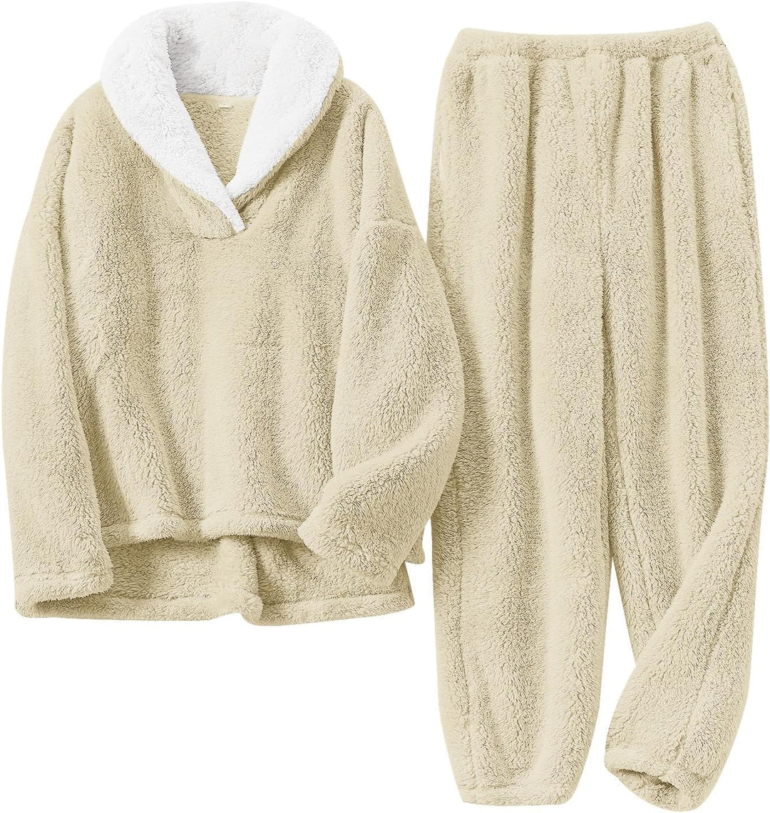 Fluffy Pyjama Set for Women - CozyPlush-White-S-State of Style