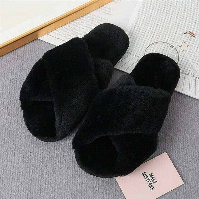 Fluffy Slippers for Women | Warm, Soft & Stylish-Black-5.0-State of Style