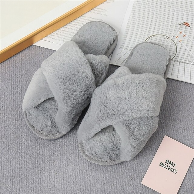 Fluffy Slippers for Women | Warm, Soft & Stylish-Grey-5.0-State of Style