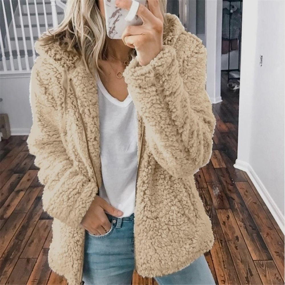 Fluffy Women's Hoodie Vest - Sofia-Beige-S-State of Style