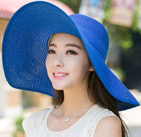 Foldable ladies' beach hat with a wide brim for summer – Vanessa-Blue-State of Style