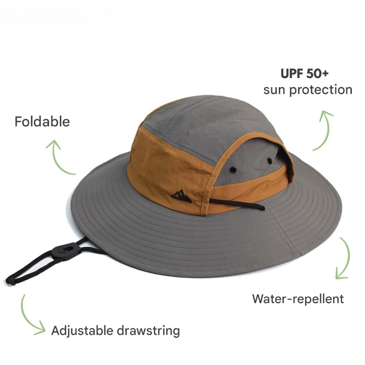 Foldable outdoor sun hat with UV protection – SunGuard Explorer-Camel-State of Style
