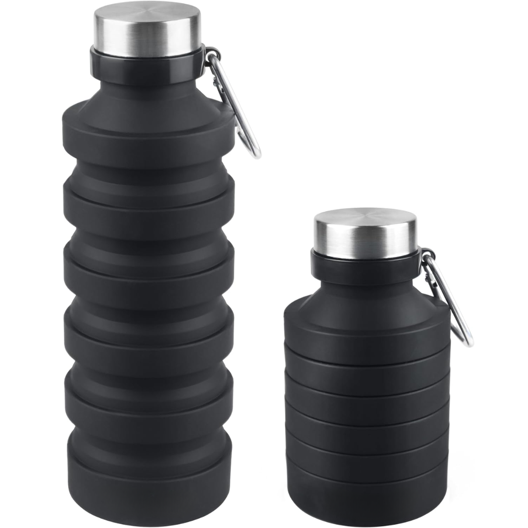 Foldable Shockproof Water Bottle-Black 800 ml-State of Style
