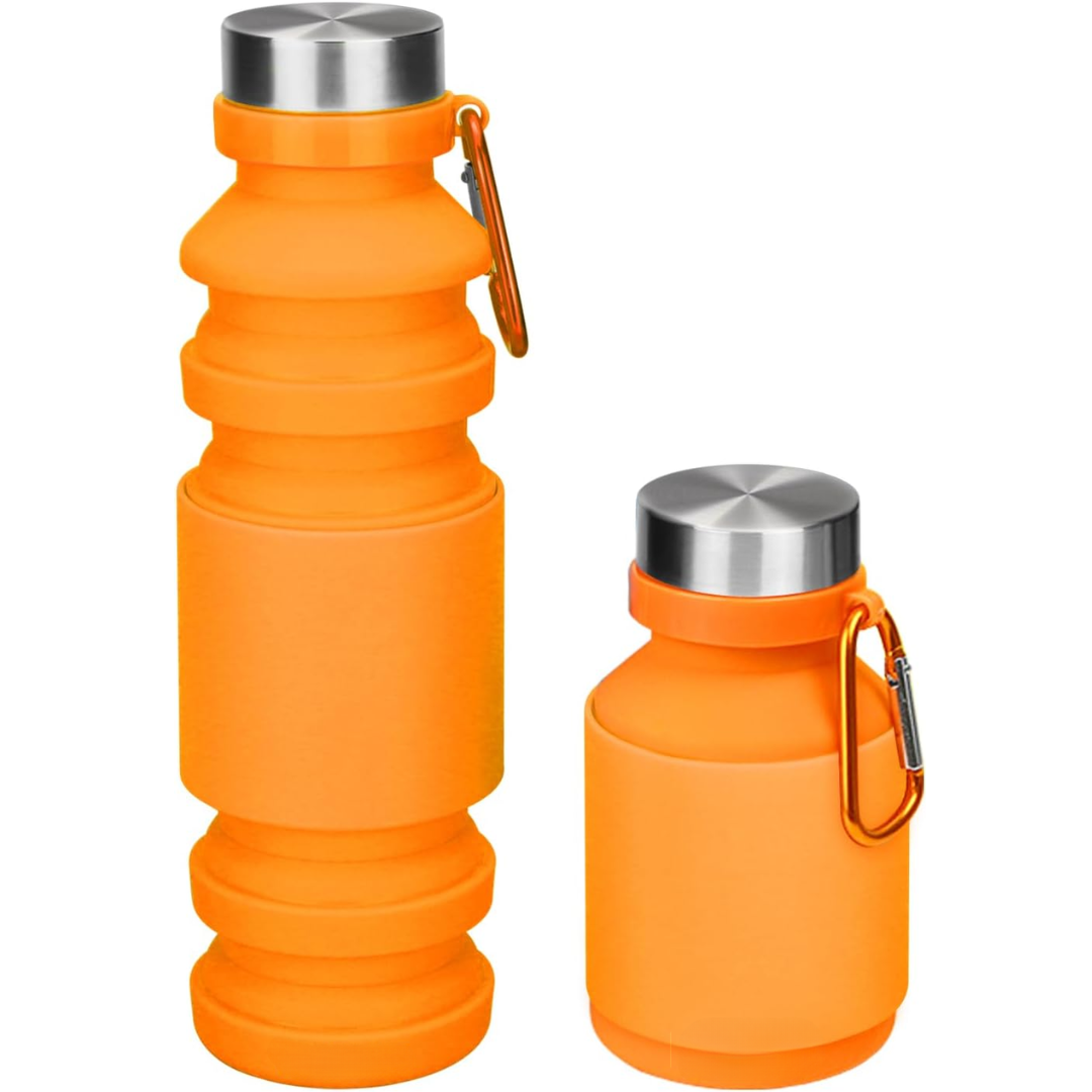 Foldable Shockproof Water Bottle-Orange 500 ml-State of Style