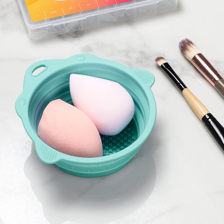 Foldable Silicone Brush Cleaner Bowl-Green-State of Style