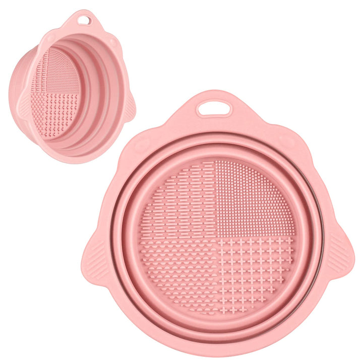 Foldable Silicone Brush Cleaner Bowl-Pink-State of Style