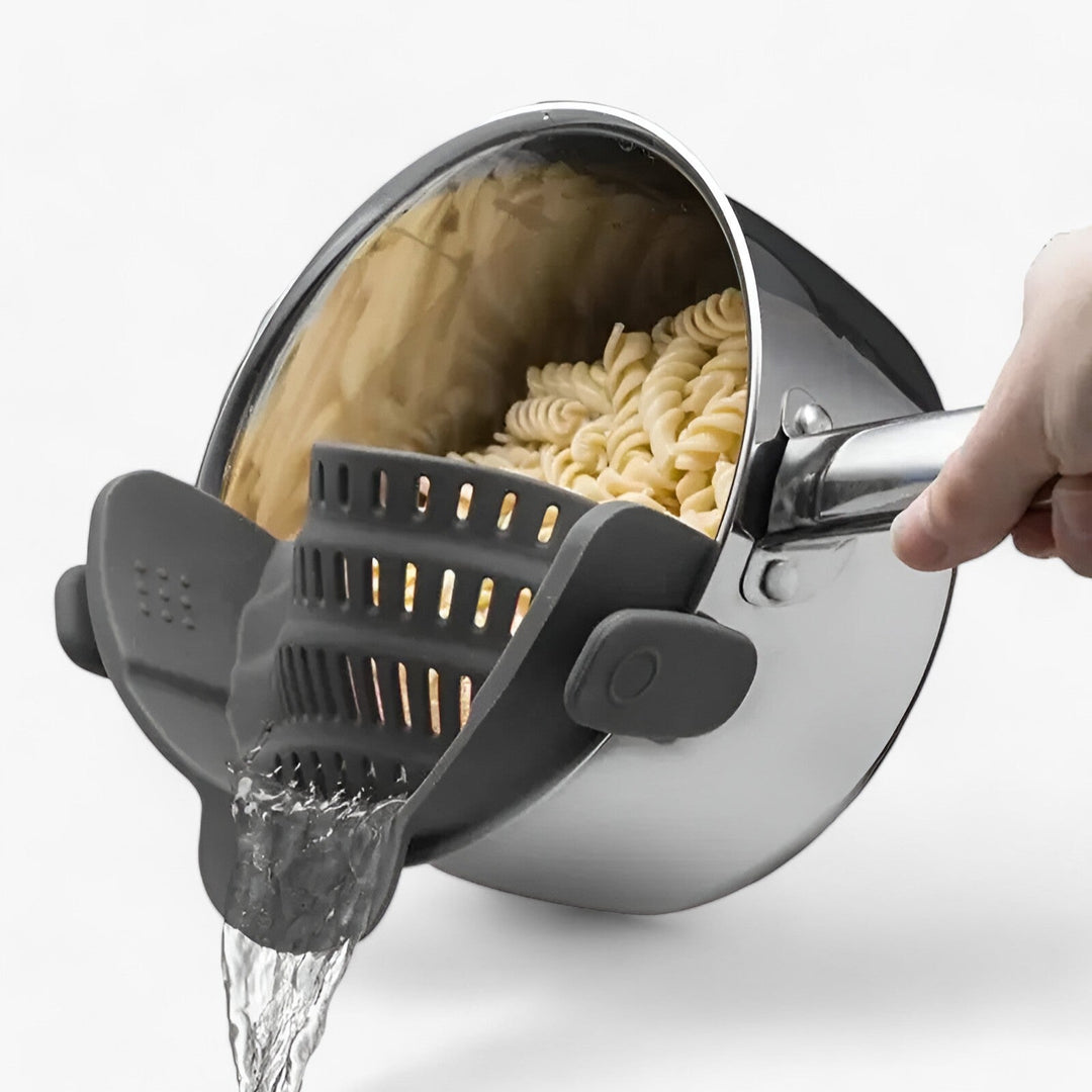 Foldable Silicone Kitchen Strainer – FlexiStrain-Grey-State of Style