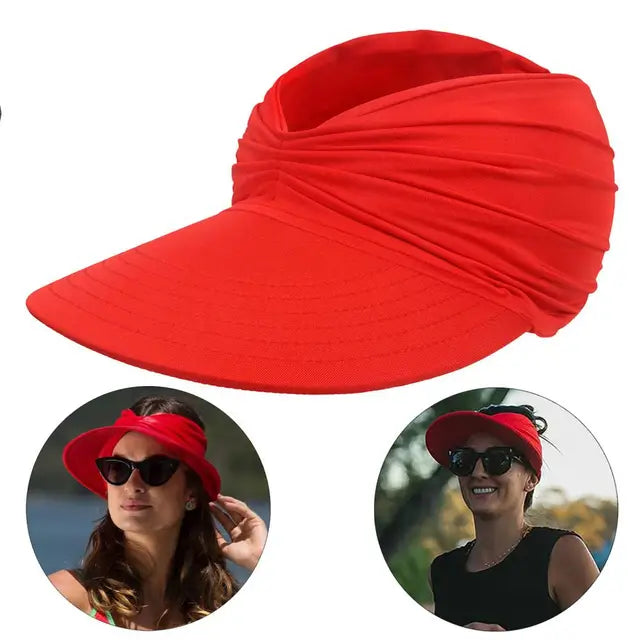 Foldable sun hat with a large brim and UV protection – Babes-Red-One size fits all-State of Style